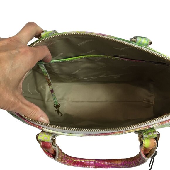 Brahmin LARGE Duxbury Satchel Delight Croc Leather Bag + Wallet + CC Holder NEW - Picture 7 of 13